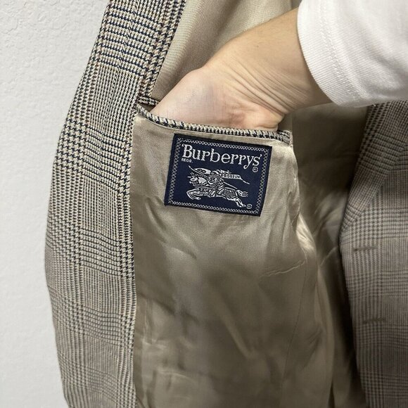 Vintage Burberry’s Houndstooth Brown Suit Jacket Mens Size 44R L/XL *Read - Picture 11 of 13